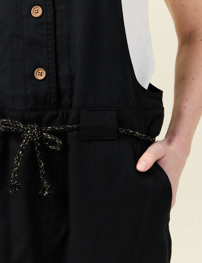 Salopette fluide boutonnée noir femme
