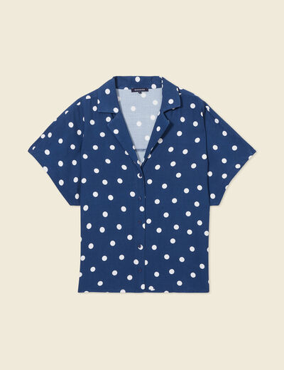 Chemise manches courtes bleu marine femme