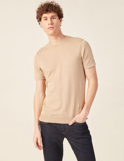T-shirt manches courtes beige homme