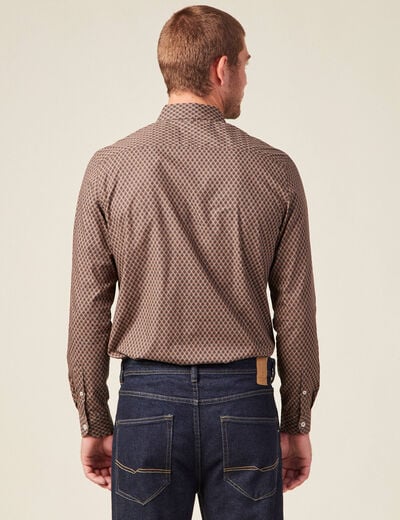 Chemise en coton manches longues marron homme