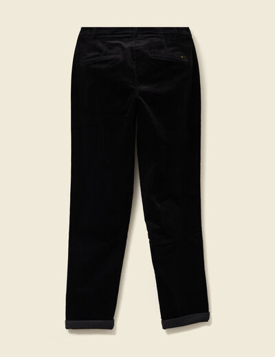 Pantalon large 7/8&egrave;me taille haute noir femme