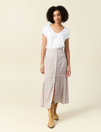 Jupe longue évasée blanc femme