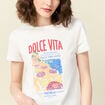 T-shirt manches courtes ecru femme