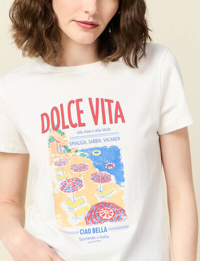 T-shirt manches courtes ecru femme