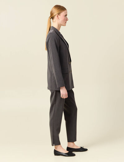 Veste blazer double boutonnage gris femme