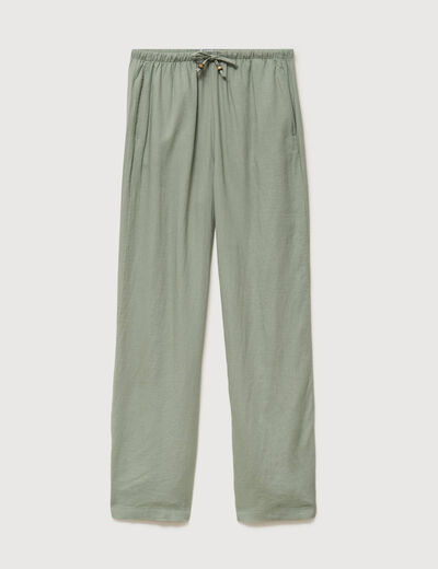 Pantalon standard fluide vert kaki femme