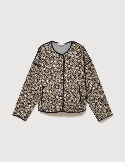 Veste droite manches longues col rond noir femme