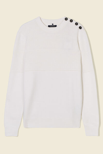 Pull manches longues ecru homme