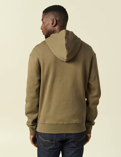 Sweat &agrave; capuche vert kaki homme