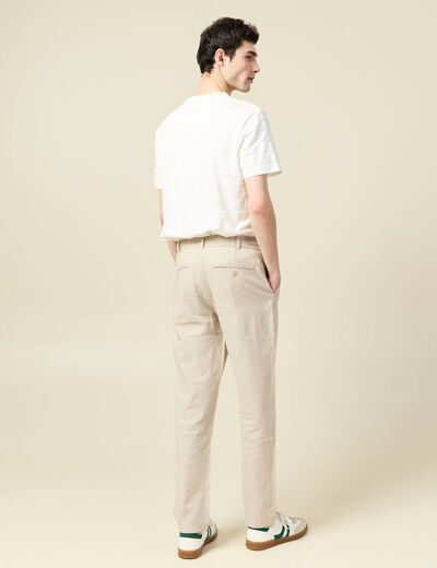 Chino coupe droite longueur 32 beige homme
