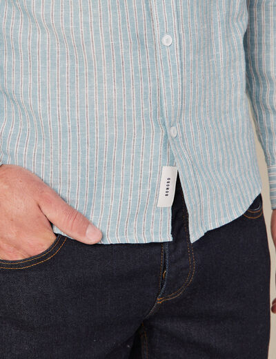 Chemise manches longues bleu pétrole homme