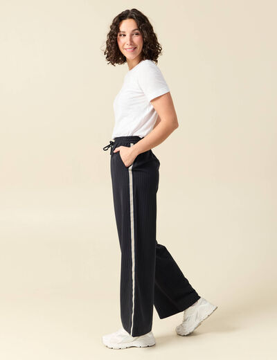 Pantalon taille haute bleu marine femme