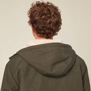 Parka droite à capuche vert kaki homme