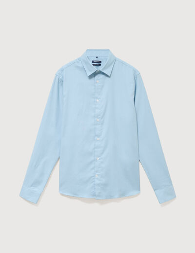 Chemise droite en coton manches longues bleu gris homme