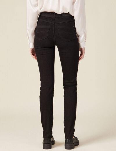 Jeans slim taille haute denim noir femme