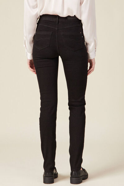 Jeans slim taille haute denim noir femme