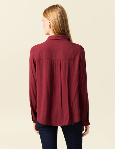 Chemise manches longues fluide bordeaux femme
