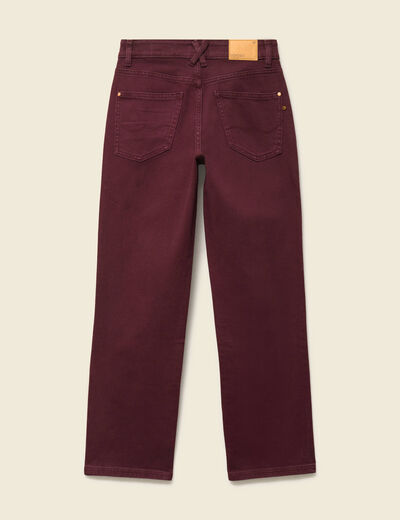 Jeans droit 7/8&egrave;me taille standard bordeaux femme
