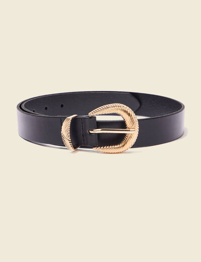 Ceinture en cuir avec boucle noir femme