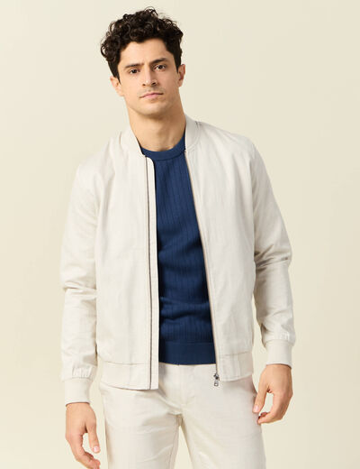 Blouson zippé col teddy sable homme