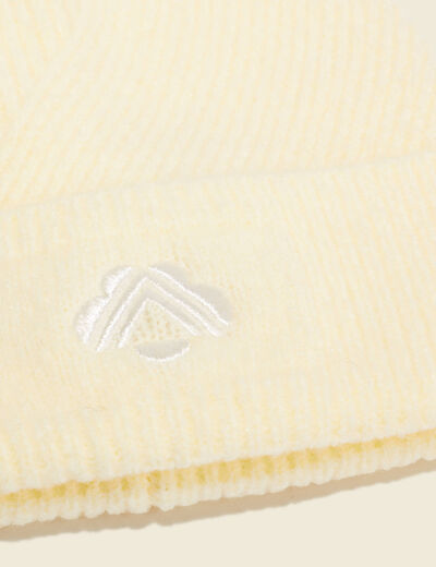Bonnet tricoté jaune clair femme