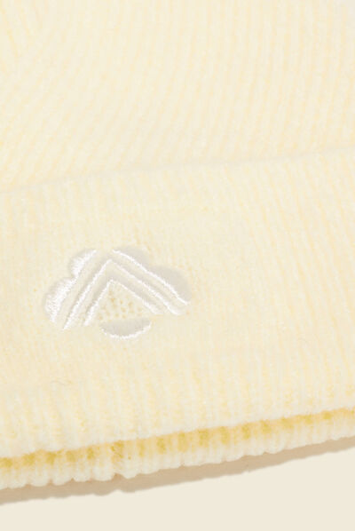 Bonnet tricoté jaune clair femme