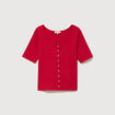 T-shirt c&ocirc;tel&eacute; ajust&eacute; manches courtes rouge femme
