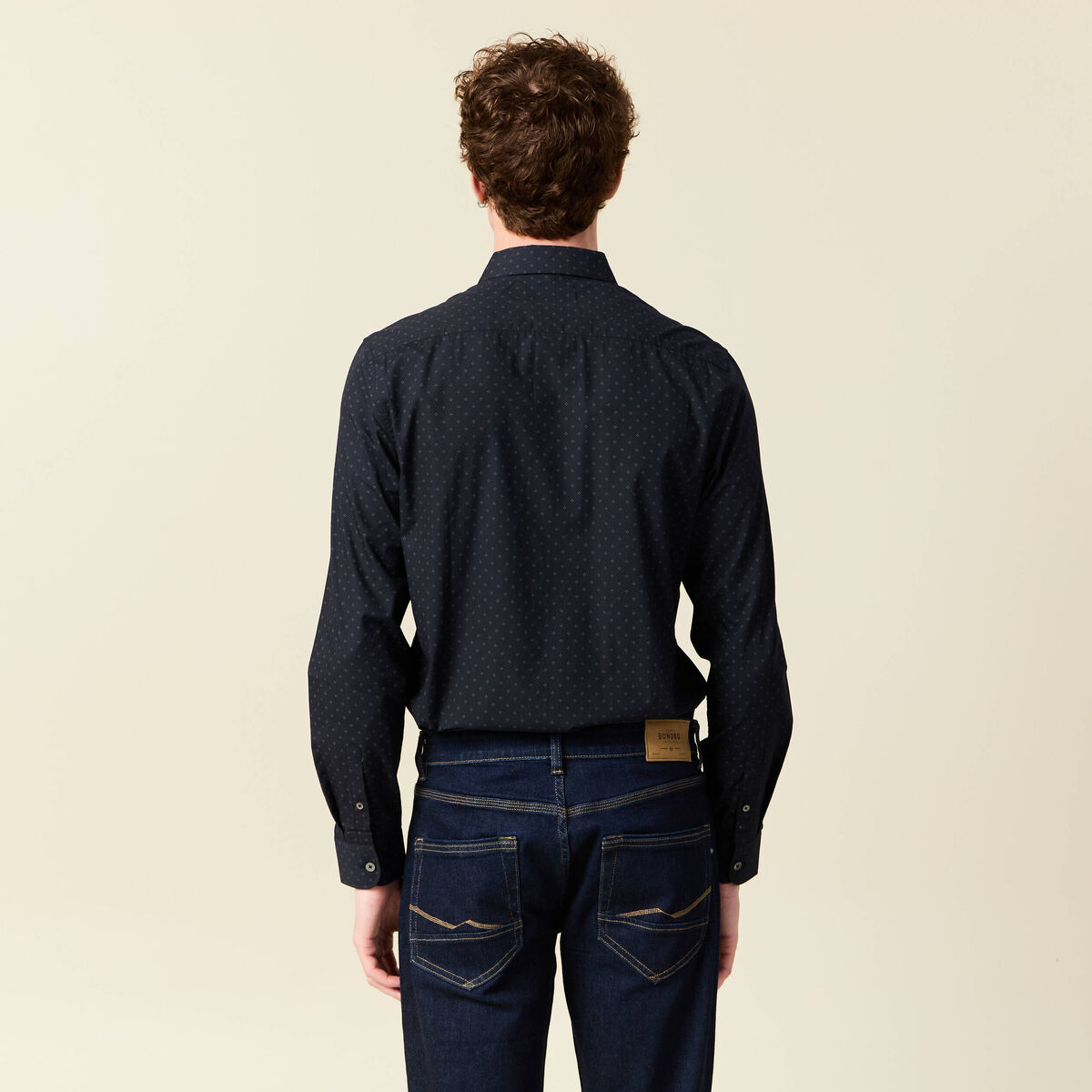 Chemise en coton manches longues bleu homme