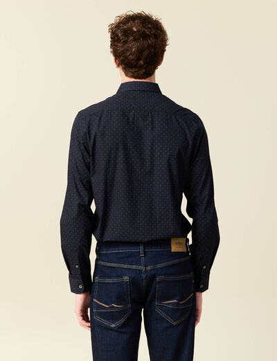Chemise en coton manches longues bleu homme