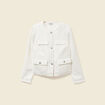 Veste tweed manches longues doublée ecru femme