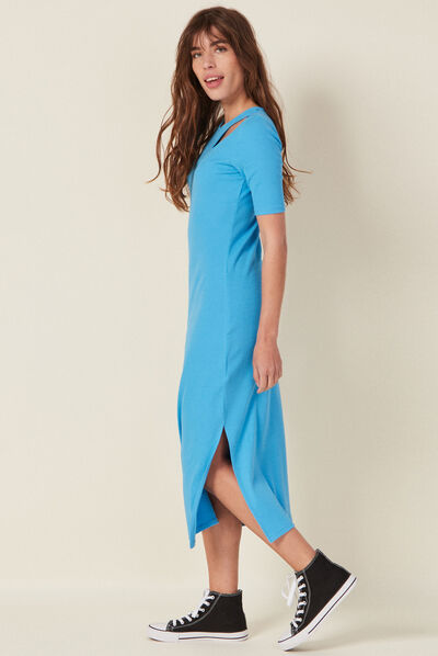 Robe longue bleu femme