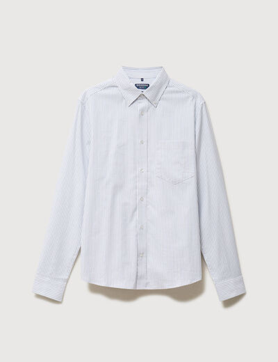 Chemise manches longues col am&eacute;ricain bleu gris homme