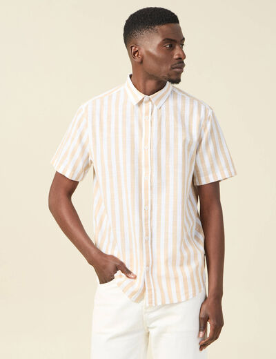 Chemise manches courtes beige homme