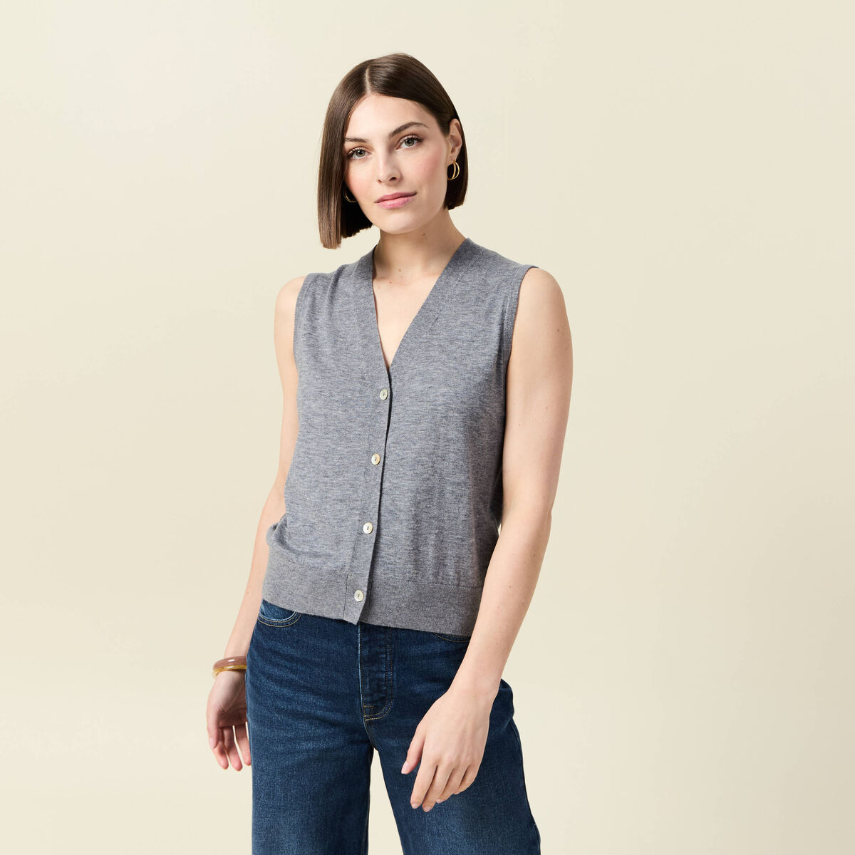 Gilet sans manches gris clair femme