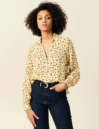 Blouse manches longues beige femme