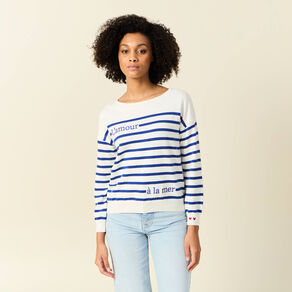 Pull manches longues ecru femme