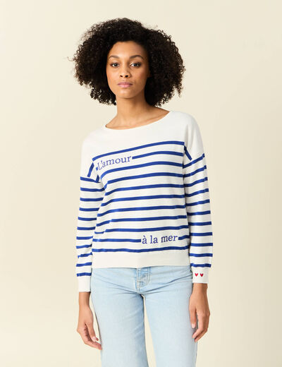 Pull manches longues ecru femme