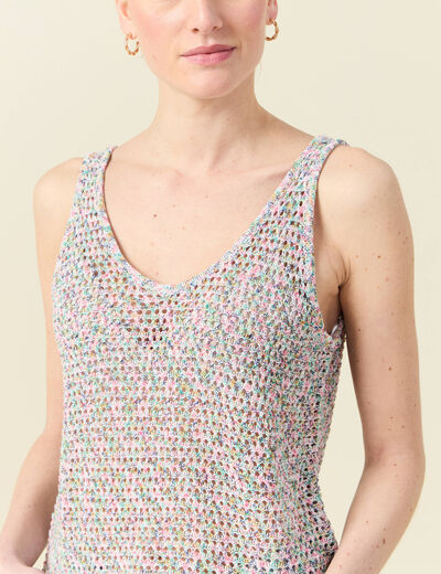 Débardeur crochet vert kaki femme