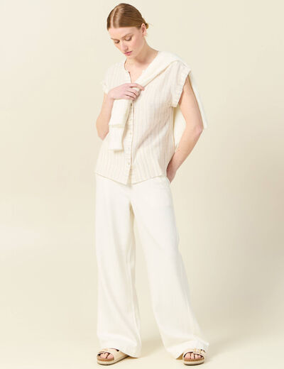 Chemise manches courtes creme femme