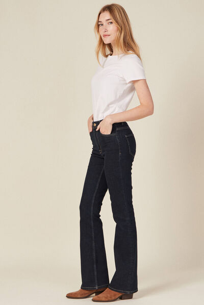 Jeans flare 5 poches denim brut rinse femme