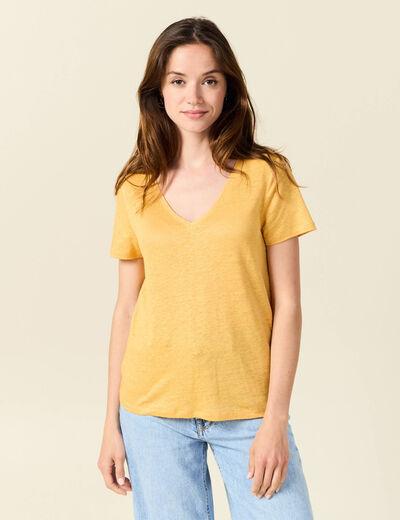 T-shirt éco-responsable jaune femme