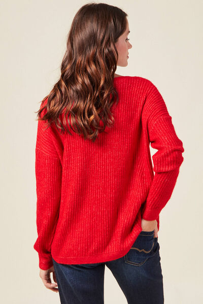 Pull éco-responsable rouge femme