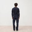 Pull manches longues col rond bleu marine homme