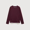 T-shirt droit col rond manches longues prune homme