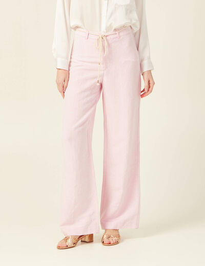 Pantalon large éco-responsable rose poudrée femme
