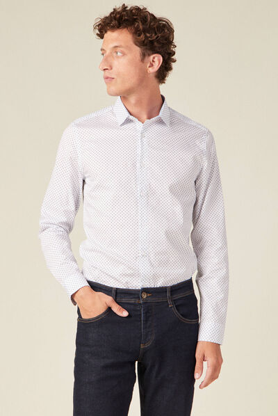 Chemise manches longues blanc homme