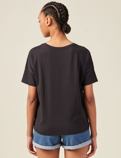 T-shirt manches courtes noir femme