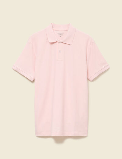 Polo cintr&eacute; manches courtes rose clair homme