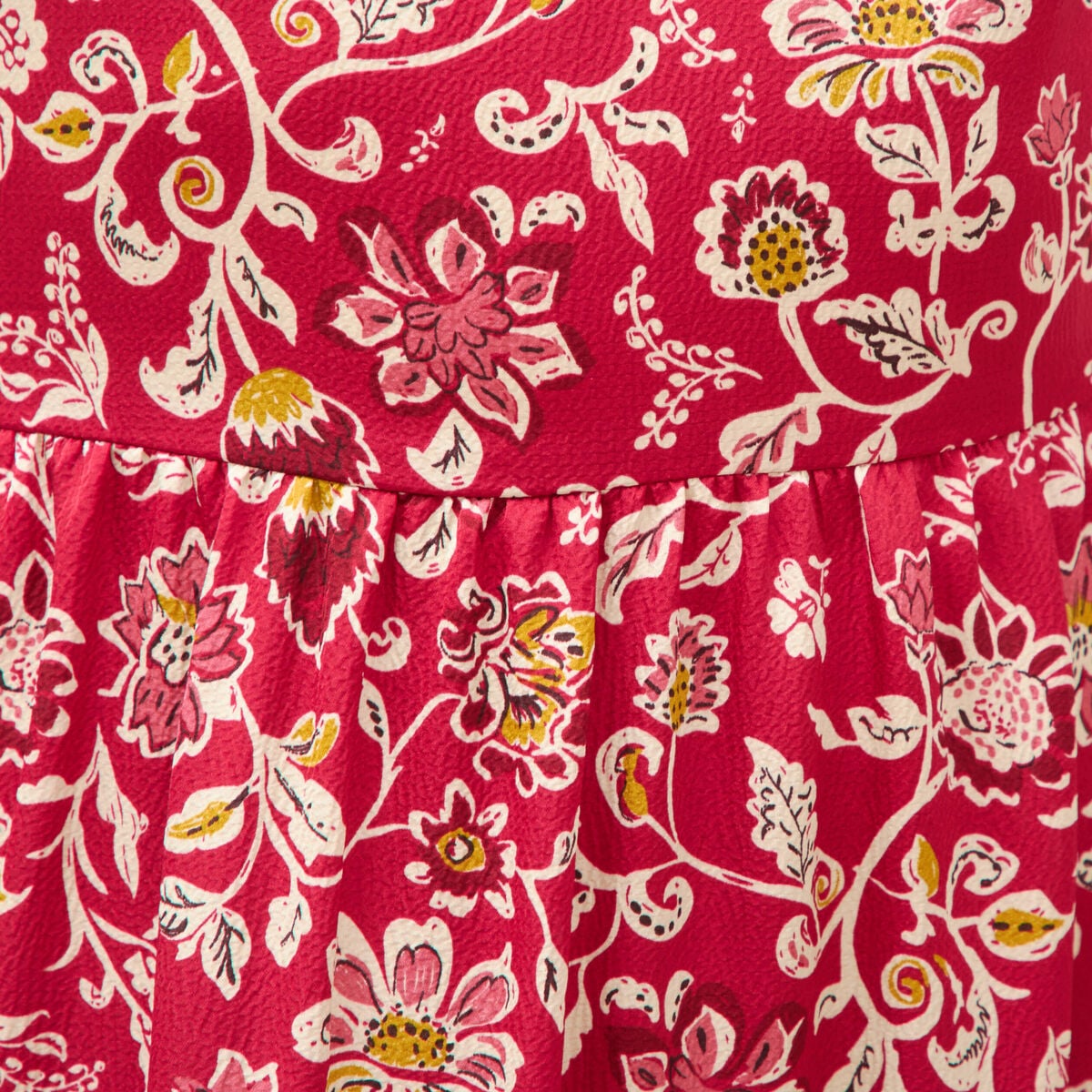 Robe fluide col v manches courtes rouge cerise femme
