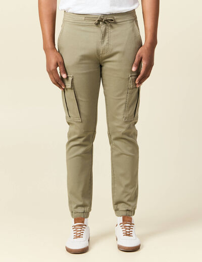 Pantalon battle bas resserré vert kaki homme